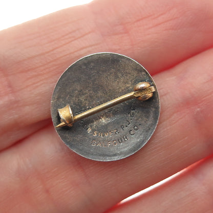 BALFOUR Sterling GP Antique Enamel Palmer Method For Progress in Writing Brooch