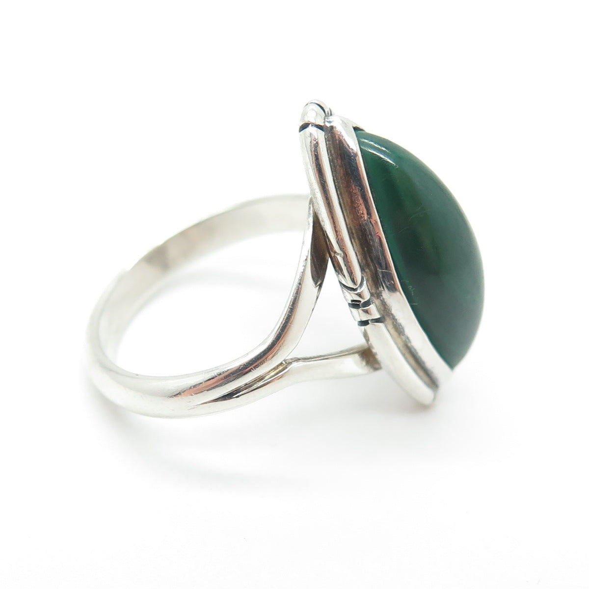 JAMES McCabe Navajo Old Pawn 925 Sterling Vintage Malachite Ring Size 7.5