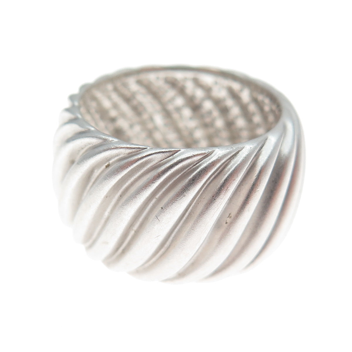 SX SALLY C 925 Sterling Silver Vintage Modernist Wavy Ribbed Band Ring Size 7