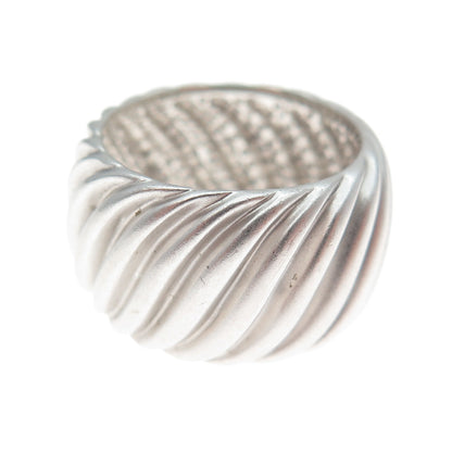SX SALLY C 925 Sterling Silver Vintage Modernist Wavy Ribbed Band Ring Size 7