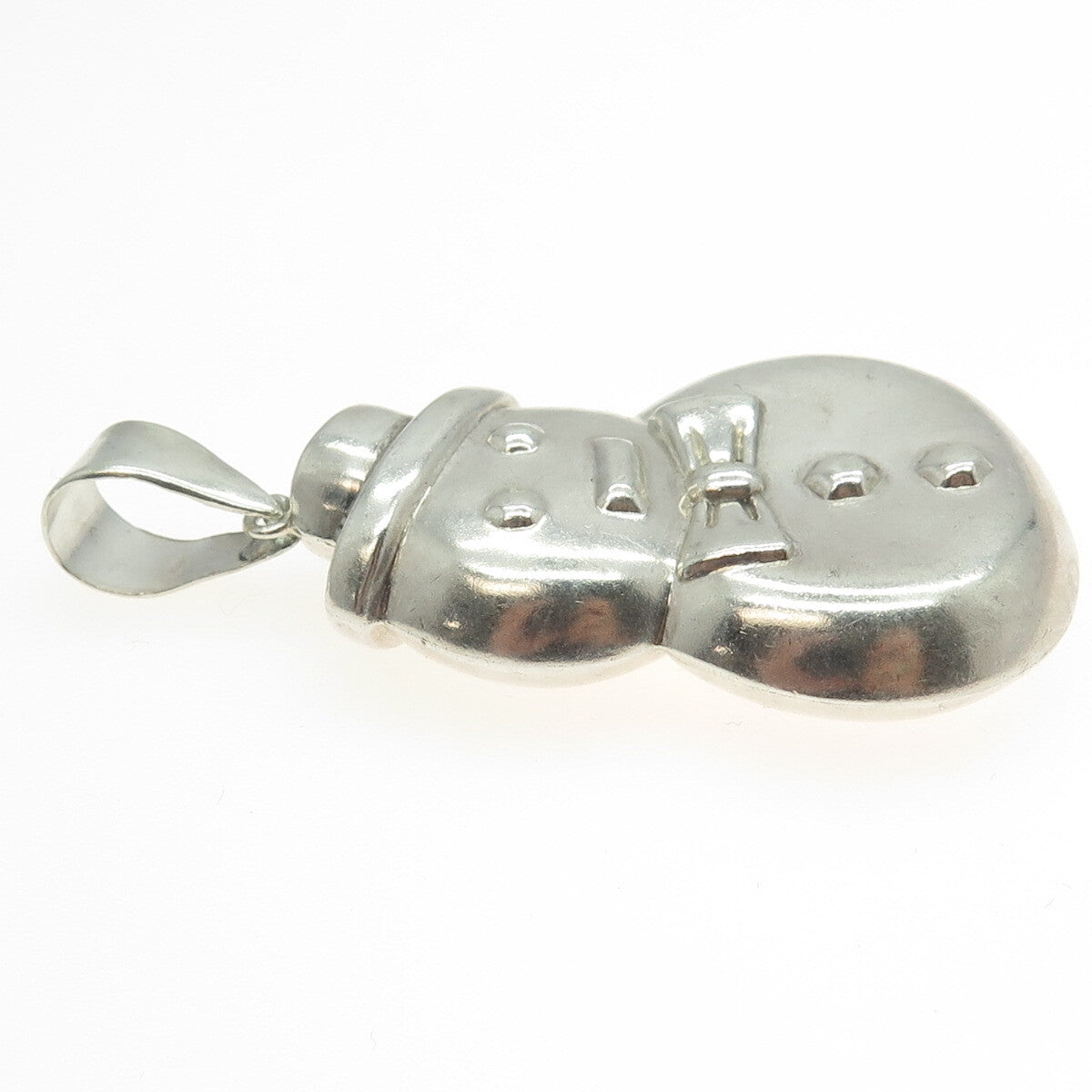 925 Sterling Silver Vintage Snowman Puffy Pendant