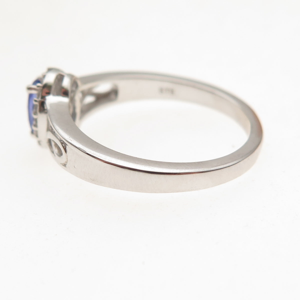 Chuck Clemency 925 Sterling Silver Real Tanzanite & White Topaz Ring Size 8