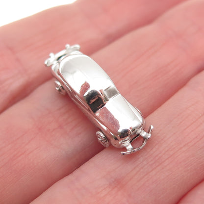 925 Sterling Silver Vintage Retro Car 3D Mini Charm Pendant