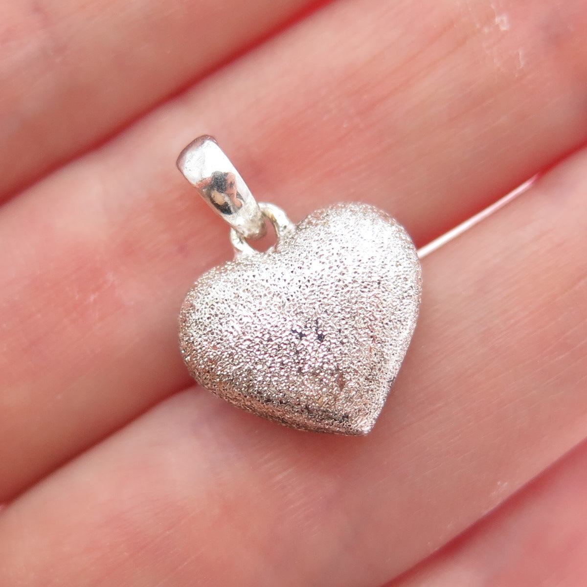 925 Sterling Silver Vintage Textured Heart Minimalist Charm Pendant