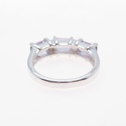 925 Sterling Silver Vintage Real Amethyst & C Z Ring Size 6