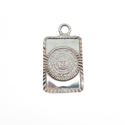 925 Sterling Silver Vintage Mexico Mayan Calendar Mini Charm Pendant