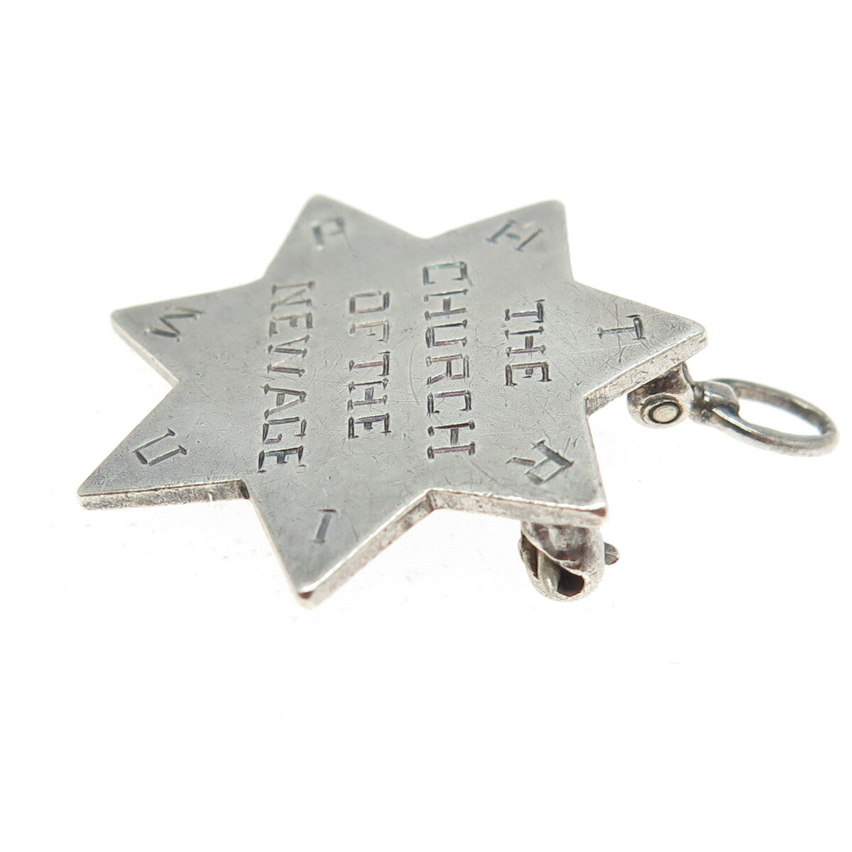 SAMUEL HIZME 925 Sterling Silver Antique 1925 Star of David Pin Pendant