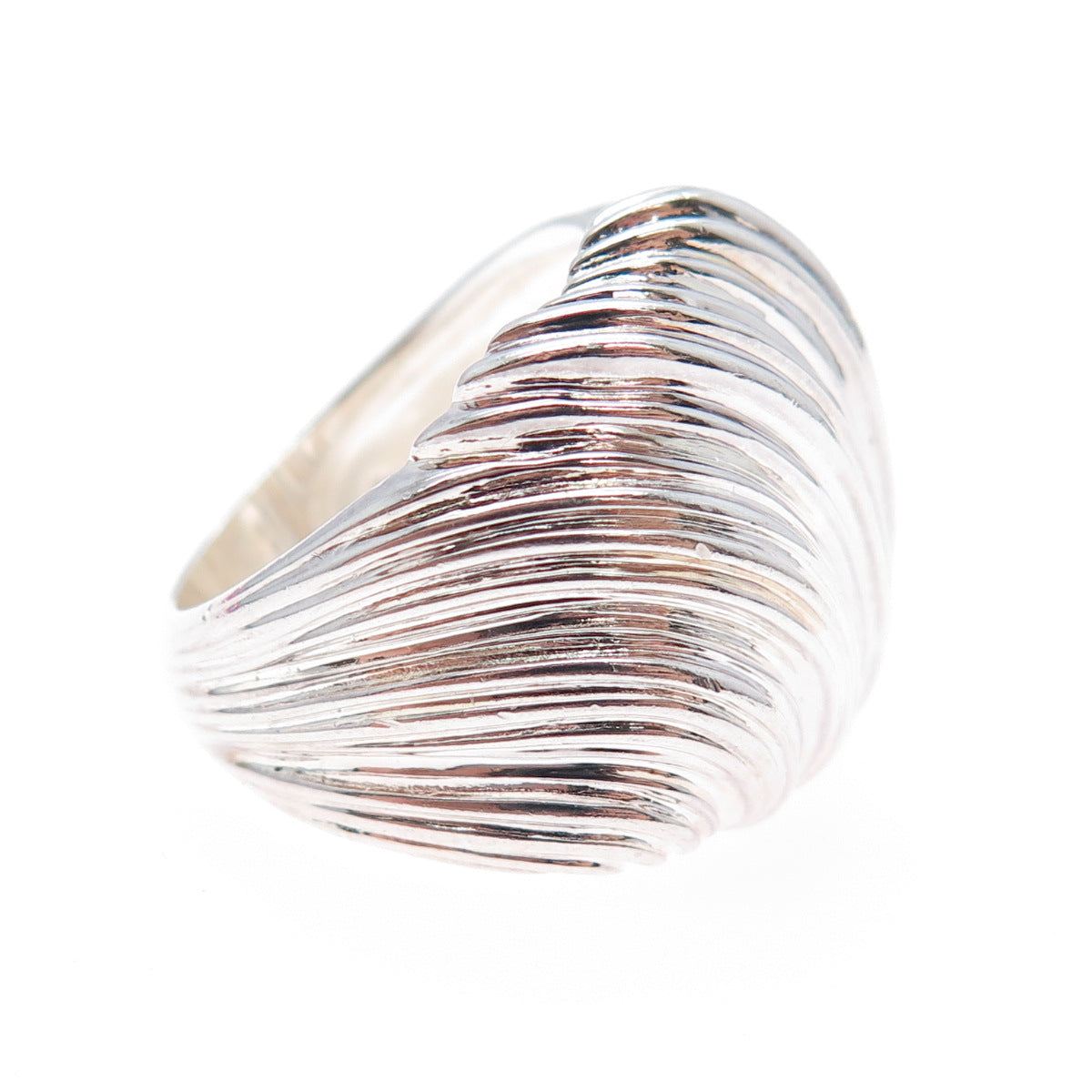 ROSS SIMONS 925 Sterling Silver Vintage Modernist Ribbed Dome Ring Size 6