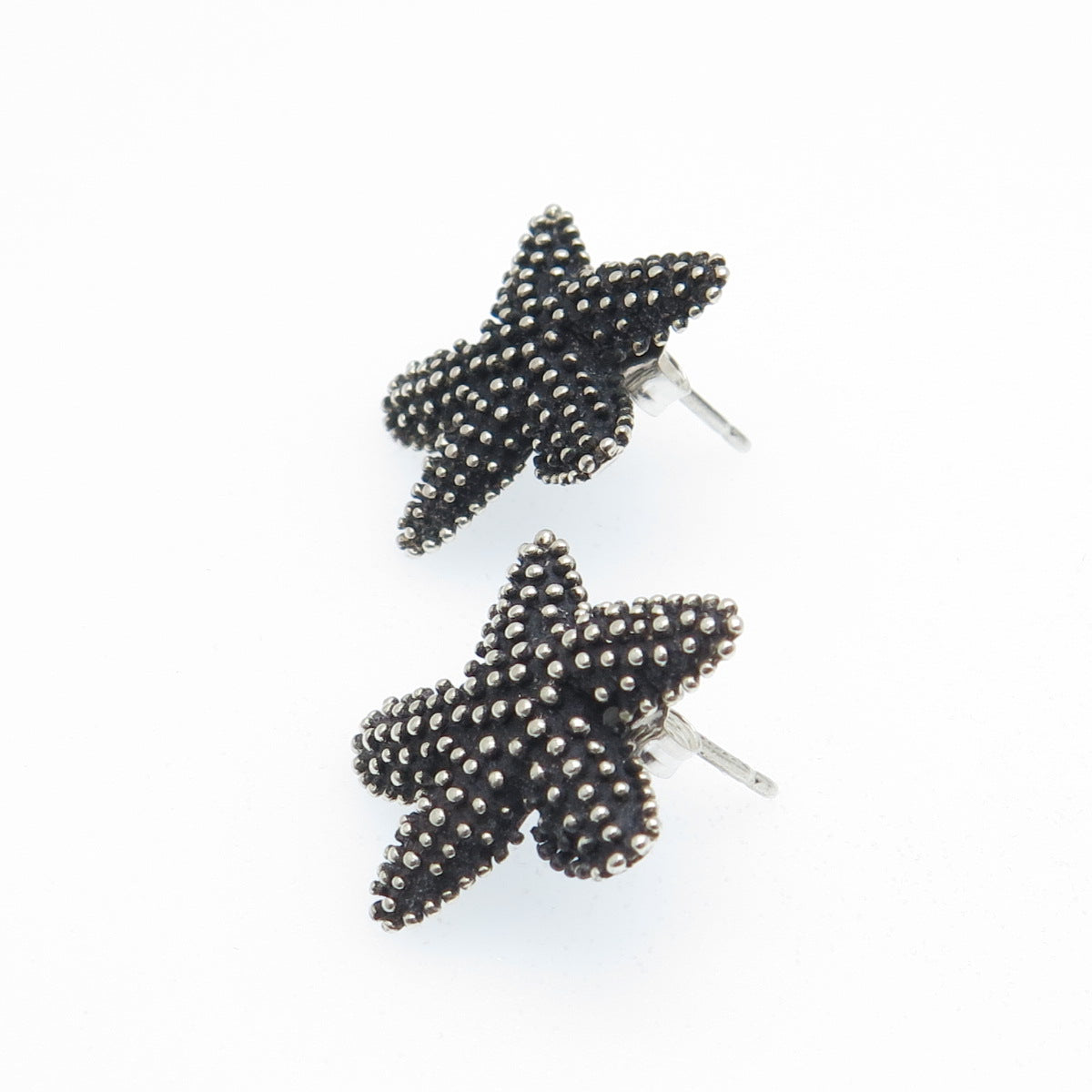 THE TOUCH 925 Sterling Silver Vintage Starfish Oxidized Stud Earrings