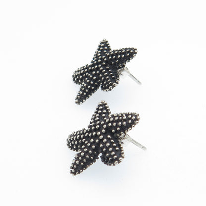THE TOUCH 925 Sterling Silver Vintage Starfish Oxidized Stud Earrings