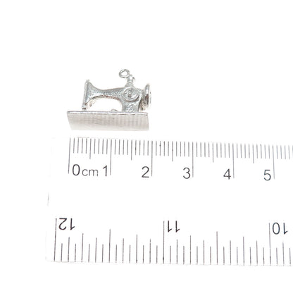 925 Sterling Silver Antique Art Deco Enamel Sewing Machine Mini 3D Charm Pendant