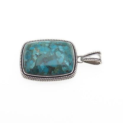 ANNIKA WITT 925 Sterling Silver Vintage Real Turquoise Inlay Charm Pendant