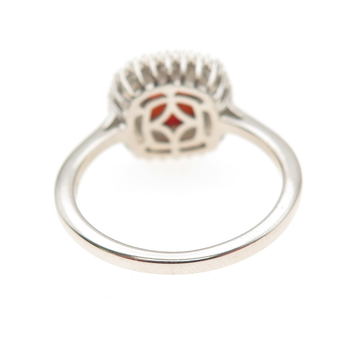 D'Joy 925 Sterling Silver Real Diamond & Red Garnet Ring Size 8