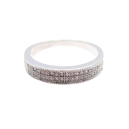 925 Sterling Silver Round-Cut C Z Half Eternity Band Ring Size 7