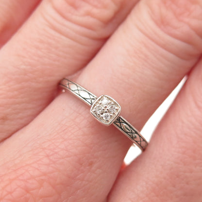Town & Country 925 Sterling Silver Real Round-Cut Diamond Engagement Ring Size 7