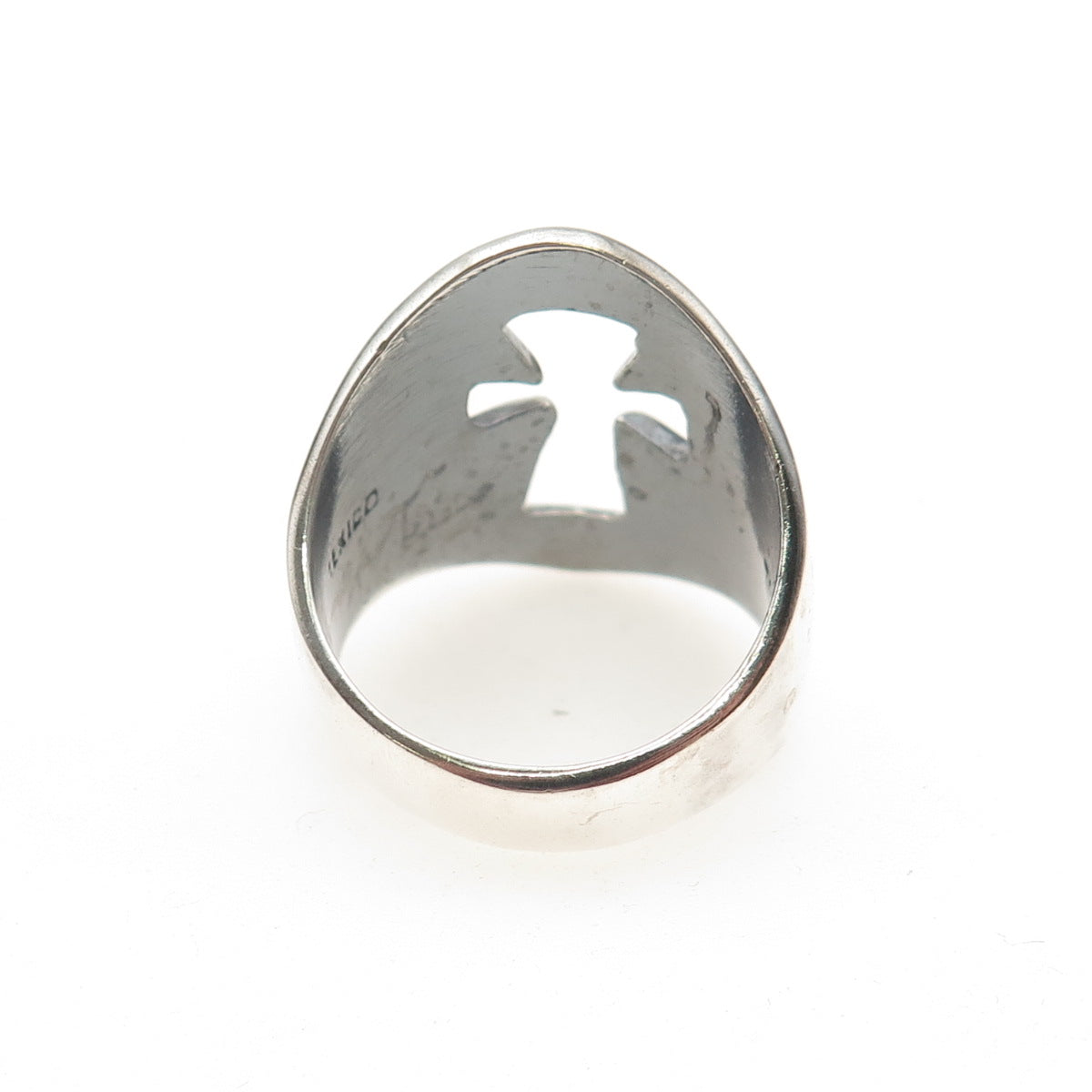 925 Sterling Silver Vintage Mexico Cross Oxidized Ring Size 12.75