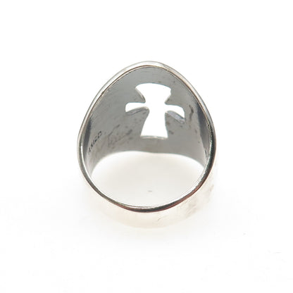 925 Sterling Silver Vintage Mexico Cross Oxidized Ring Size 12.75