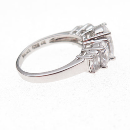 925 Sterling Silver Oval-Cut C Z Engagement Ring Size 8
