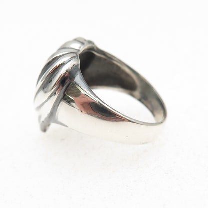 Ken Crafts 925 Sterling Silver Vintage Modernist Heart Oxidized Ring Size 7.25