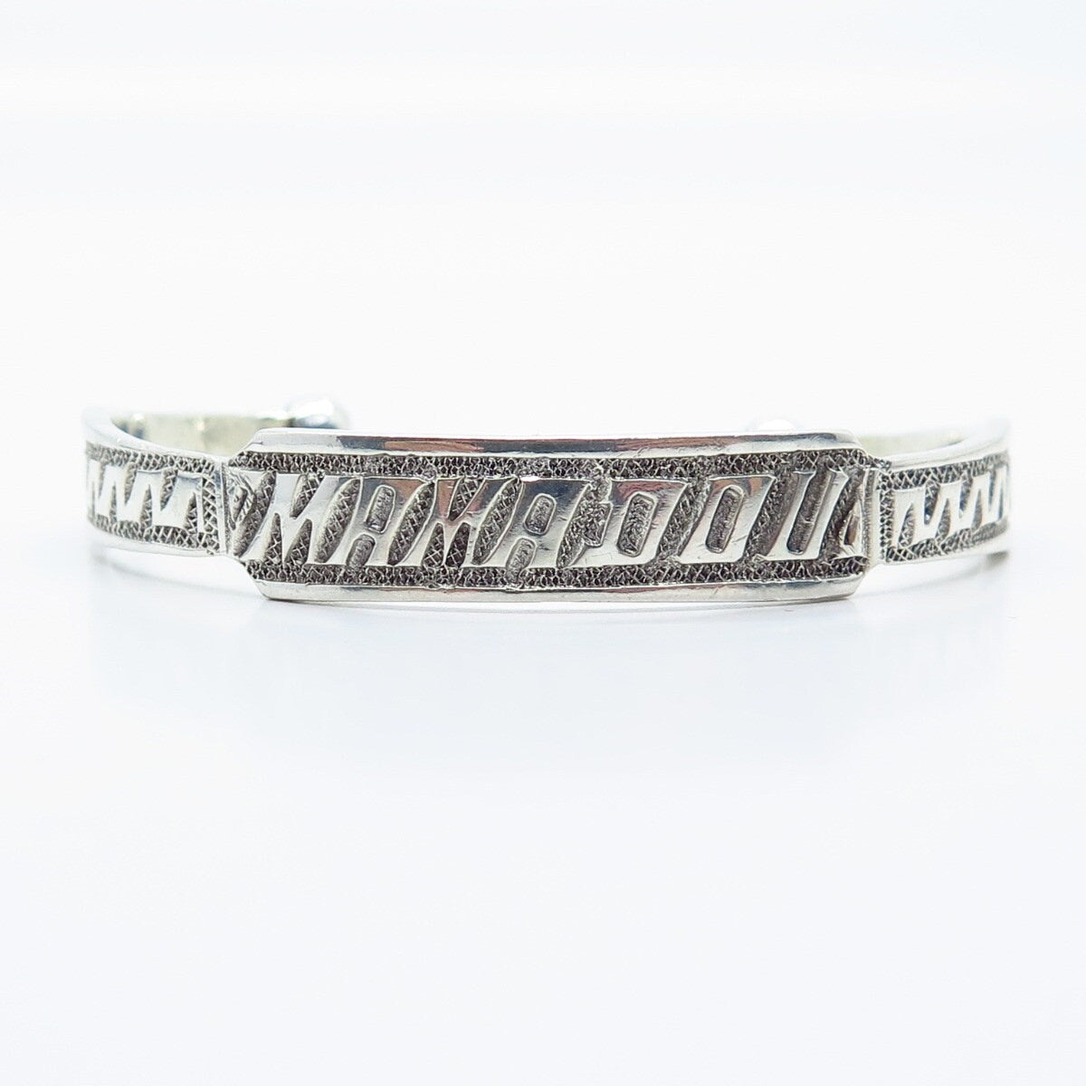 925 Sterling Silver Vintage "Mamadou" Adjustable Cuff Bracelet 6"
