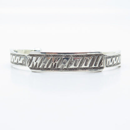 925 Sterling Silver Vintage "Mamadou" Adjustable Cuff Bracelet 6"