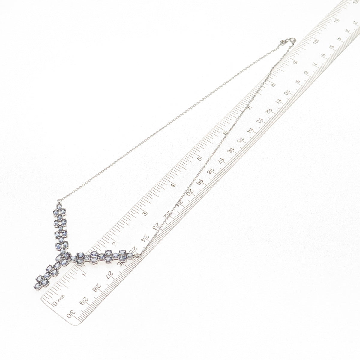 Chuck Clemency 925 Sterling Silver Real Iolite Cable Chain Necklace 18"