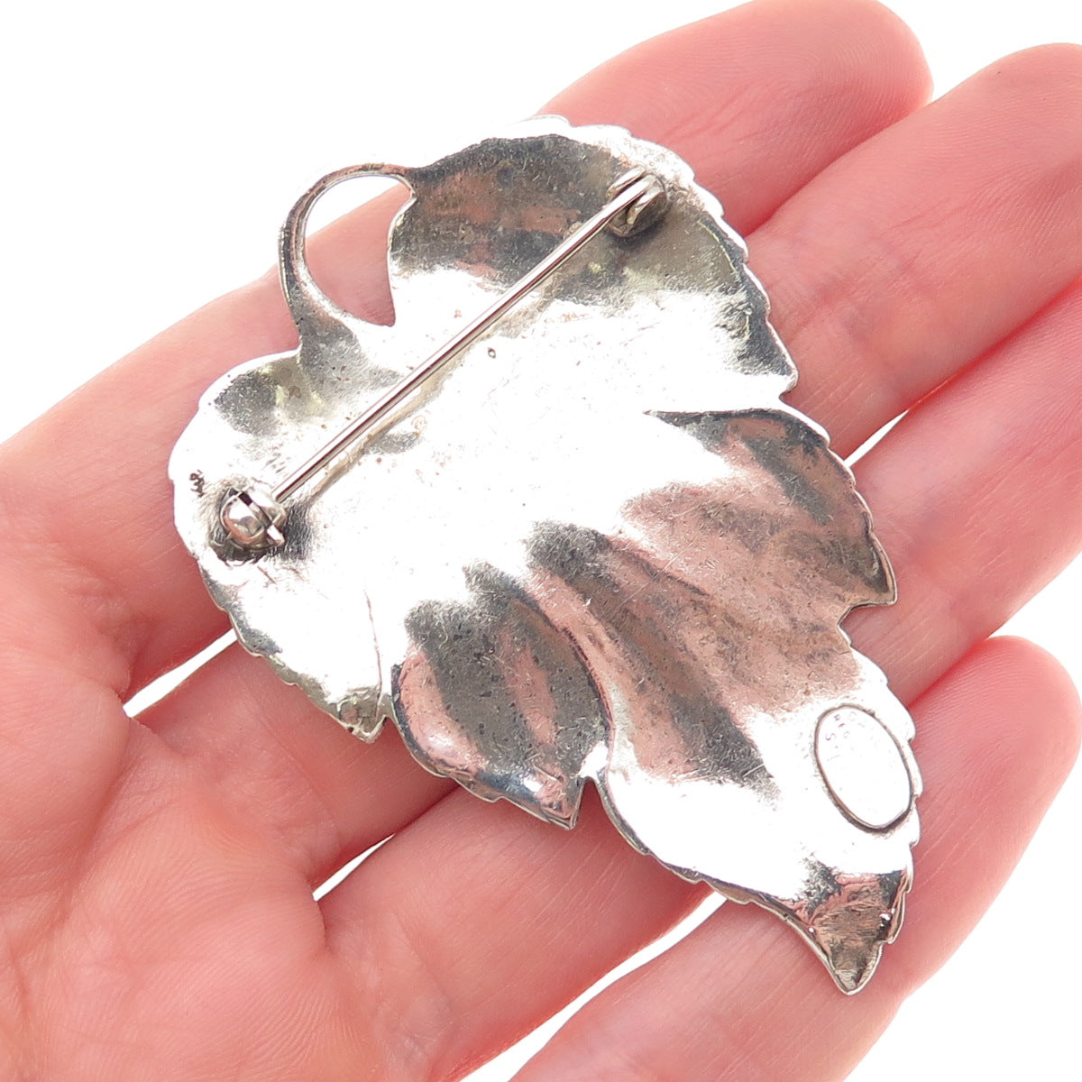 Danecraft 925 Sterling Silver Vintage Floral Leaf Oxidized Pin Brooch