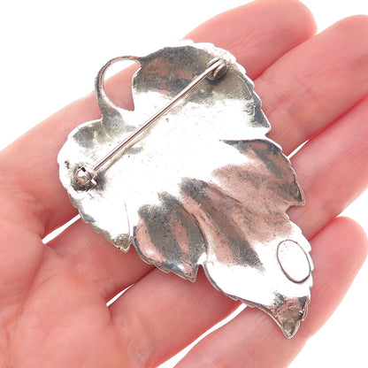 Danecraft 925 Sterling Silver Vintage Floral Leaf Oxidized Pin Brooch