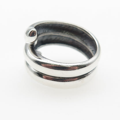 925 Sterling Silver Vintage Modernist Multi-Row Bypass Oxidized Ring Size 9.25