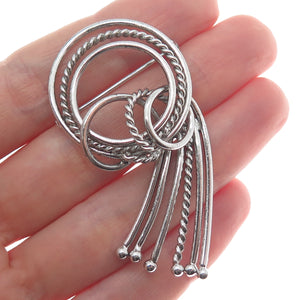 HARRY S. BICK 925 Sterling Silver Vintage Twisted Wave Oxidized Pin Brooch
