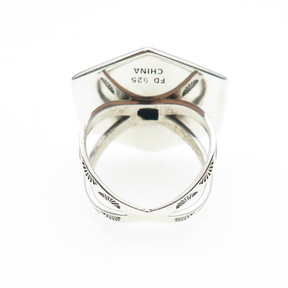 FD Felicia Design Sterling Silver Vintage Real Turquoise Oxidized Ring Size 9.25