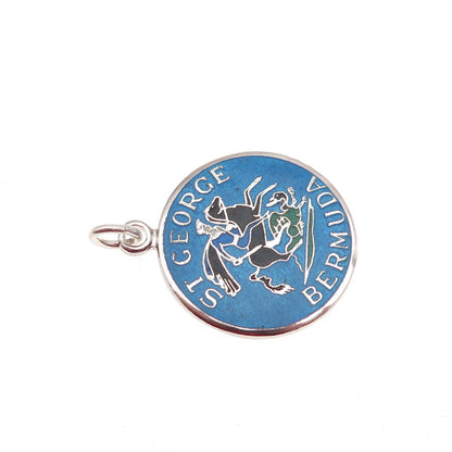 Breadner Co. 925 Sterling Silver Vintage Enamel St. George Bermuda Charm Pendant