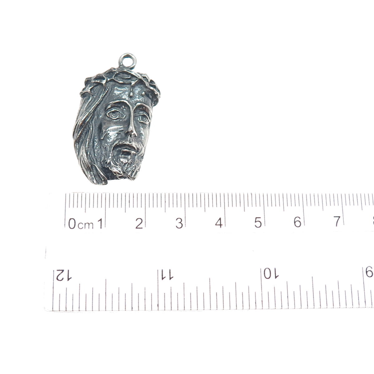 925 Sterling Silver Vintage Jesus Oxidized Charm Pendant