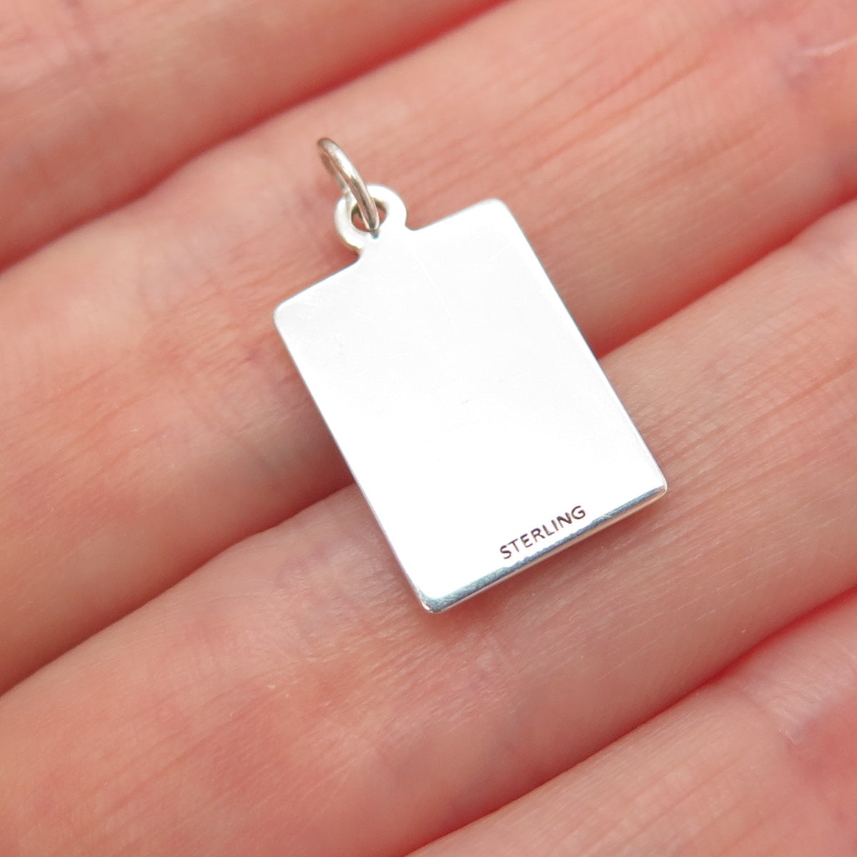 925 Sterling Silver Red Enamel Healthy Love Minimalist Charm Pendant