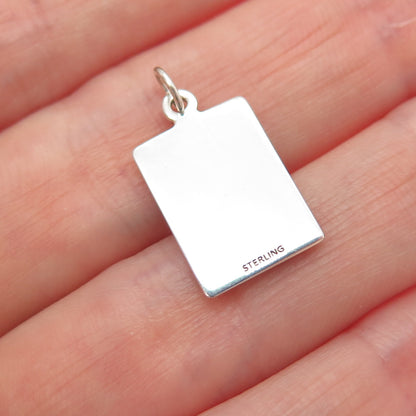 925 Sterling Silver Red Enamel Healthy Love Minimalist Charm Pendant