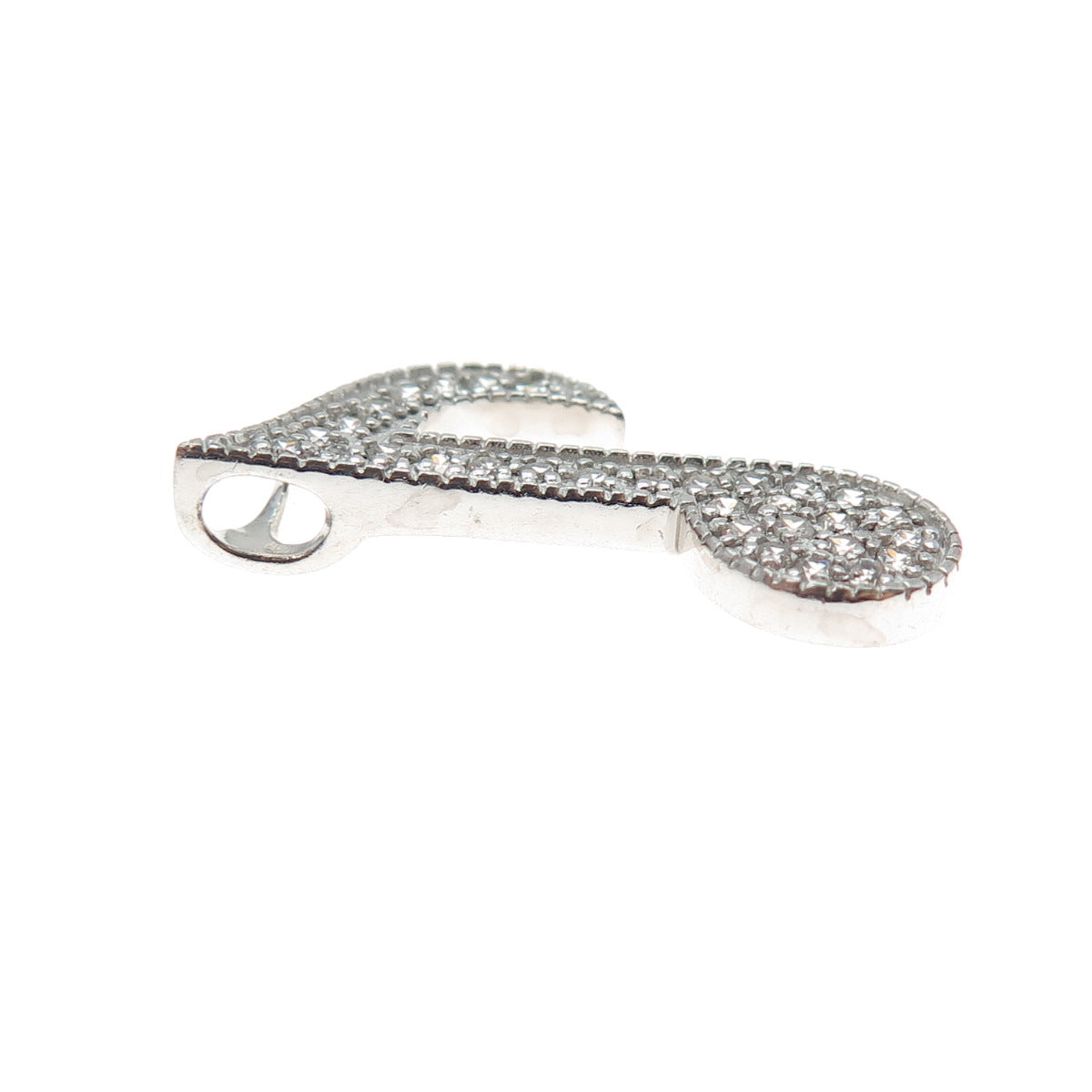 925 Sterling Silver Round-Cut C Z Music Note Slide Charm Pendant