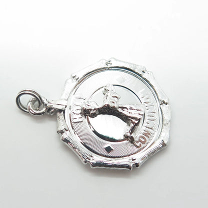 925 Sterling Silver Antique Art Deco Holy Communion Religious Medal Pendant