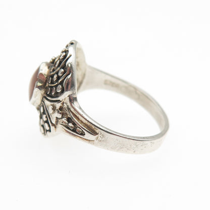 Silver Cloud 925 Sterling Vintage Real MOP Dotted Oxidized Ring Size 7.25