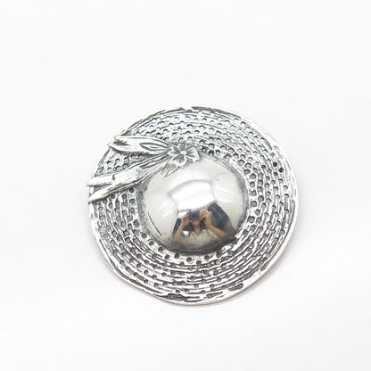 925 Sterling Silver Vintage Lady's Hat w/ Flower Pin Brooch
