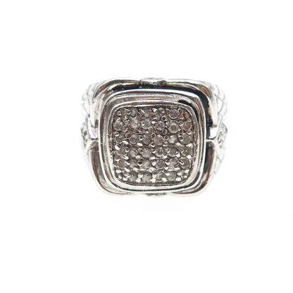 925 Sterling Silver Round-Cut C Z Oxidized Ring Size 8.25