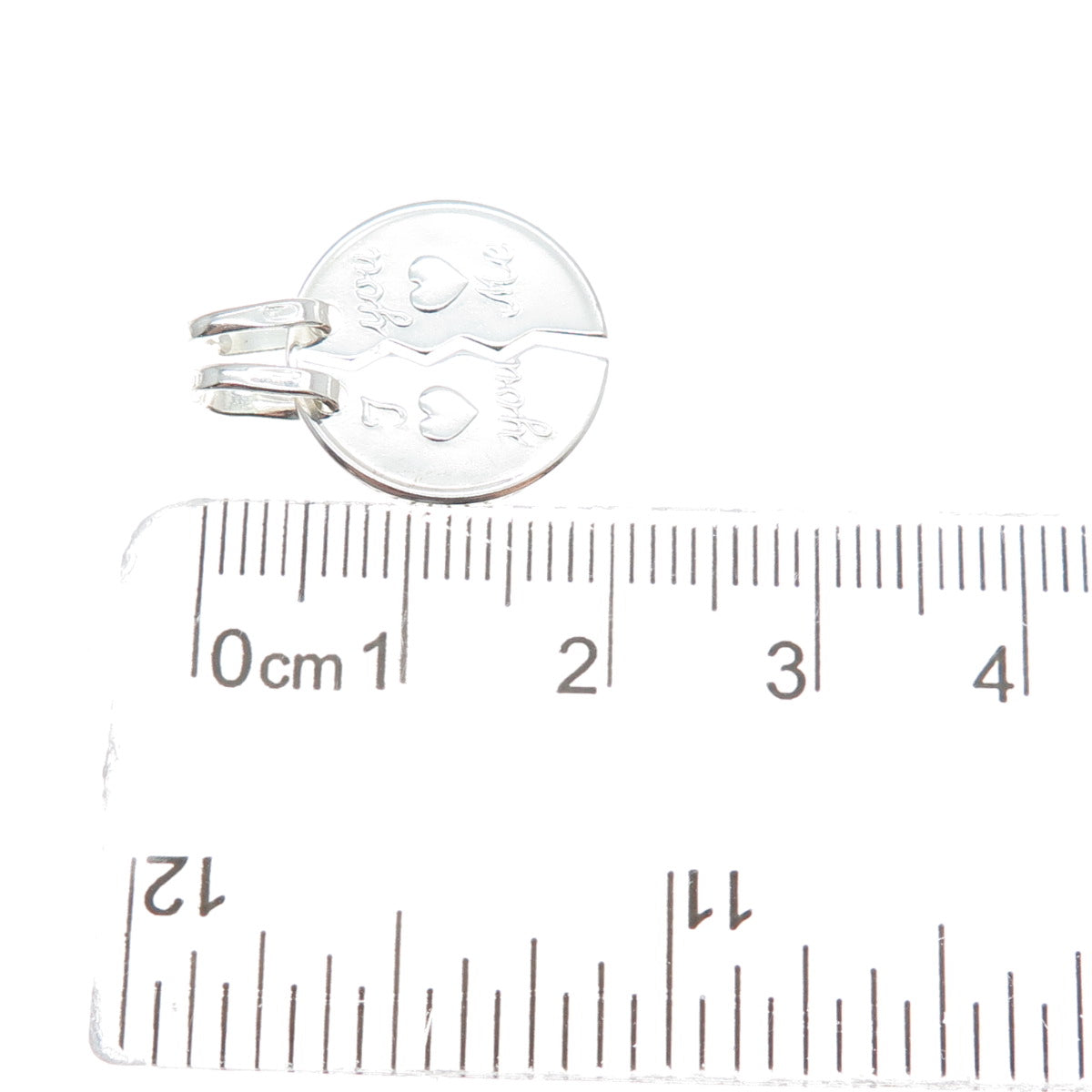 925 Sterling Vintage Italy I Love You You Love Me 2-Piece Breakable Mini Pendant
