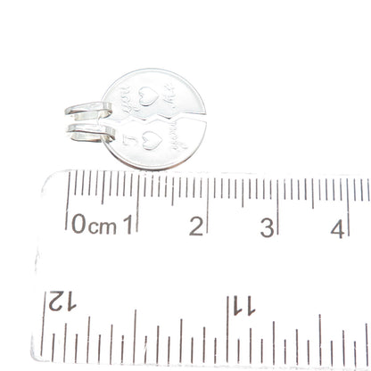 925 Sterling Vintage Italy I Love You You Love Me 2-Piece Breakable Mini Pendant