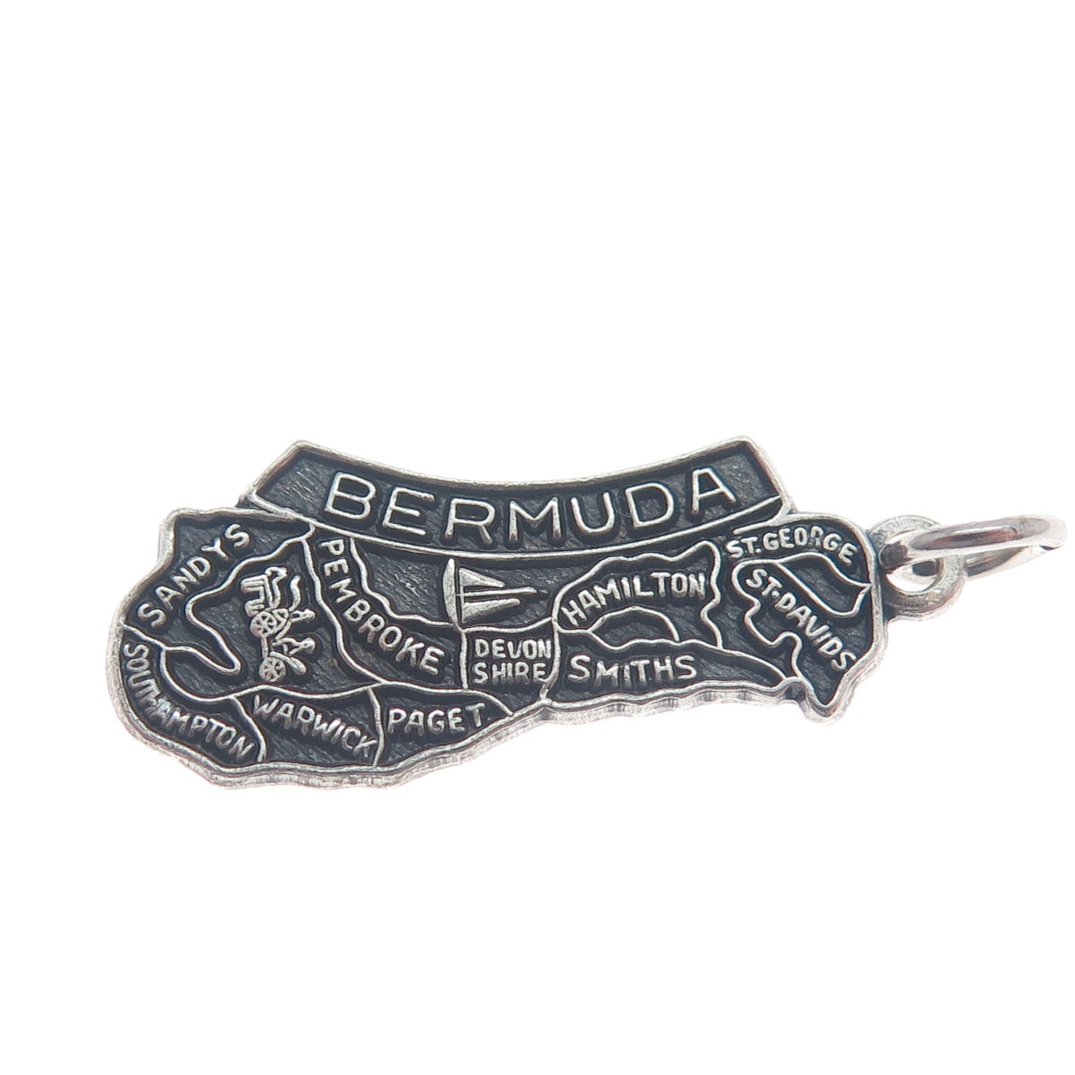 FRENCH & FRANKLIN Sterling Silver Vintage Bermuda Oxidized Minimalist Pendant