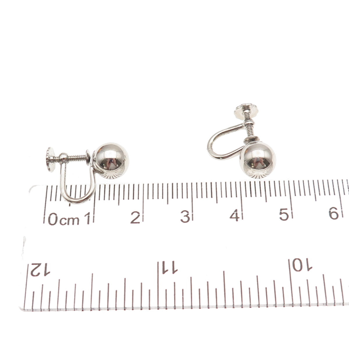 925 Sterling Silver Vintage Ball Bead Screw Back Earrings