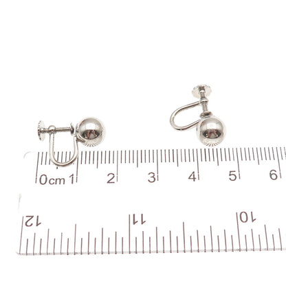 925 Sterling Silver Vintage Ball Bead Screw Back Earrings