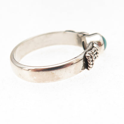 925 Sterling Silver Vintage Real Sleeping Beauty Turquoise Oxidized Ring Size 7