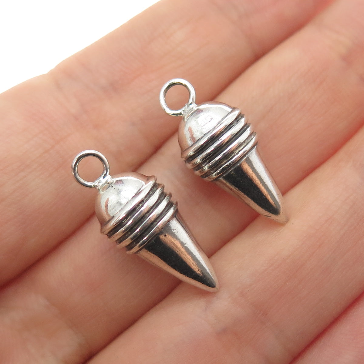 925 Sterling Silver Vintage Modernist Oxidized Jacket Earrings