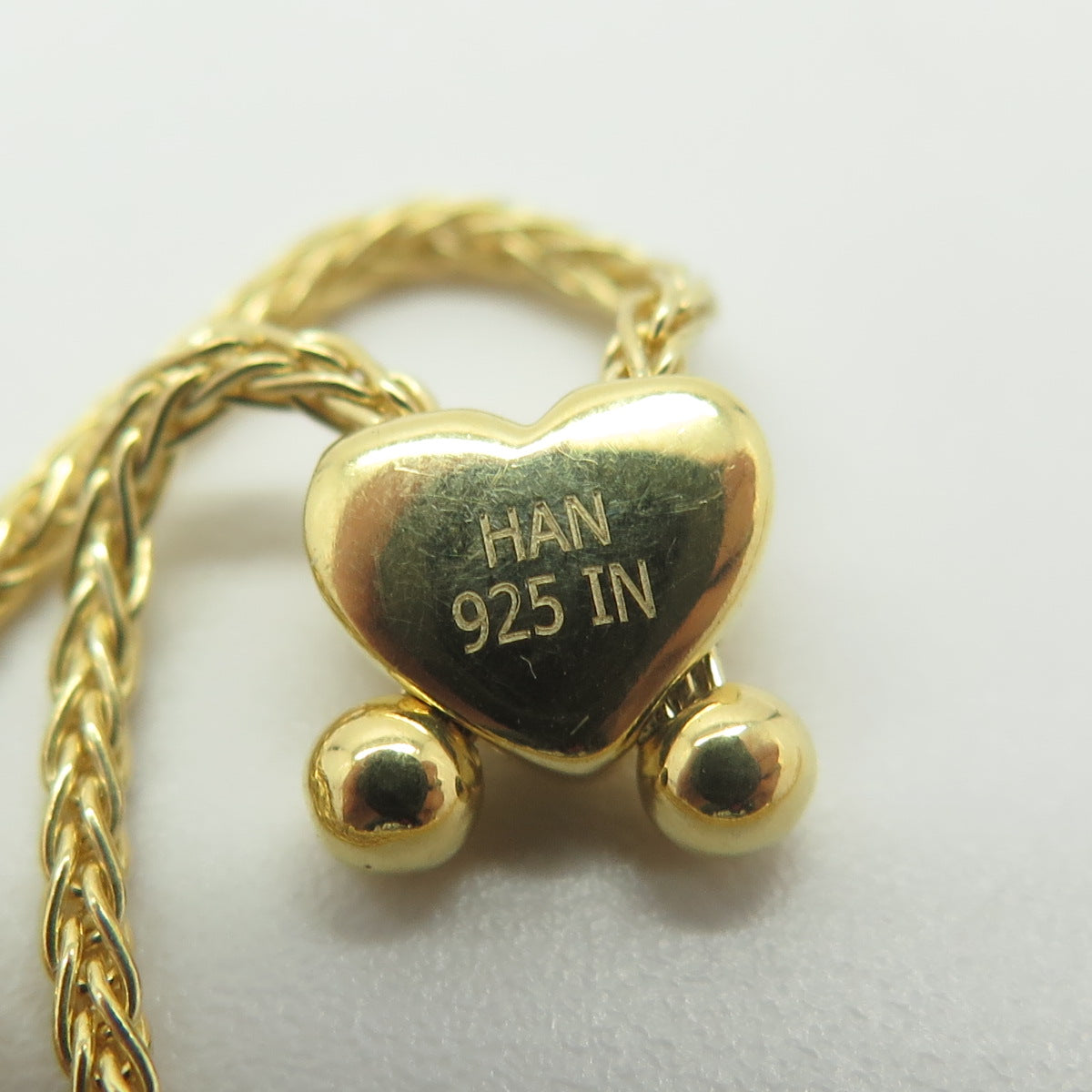 HAN 925 Sterling Silver Gold Plated C Z Bar Bolo Adjustable Bracelet 7-10"