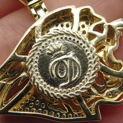 925 Sterling Silver Gold Plated Real Round-Cut Ruby & C Z Panther Pendant