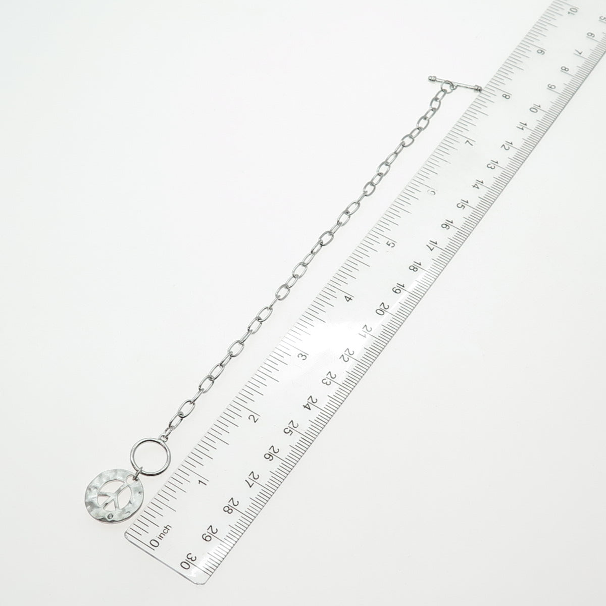 925 Sterling Silver Vintage Round-Cut C Z Peace Symbol Charm Bracelet 6.5"